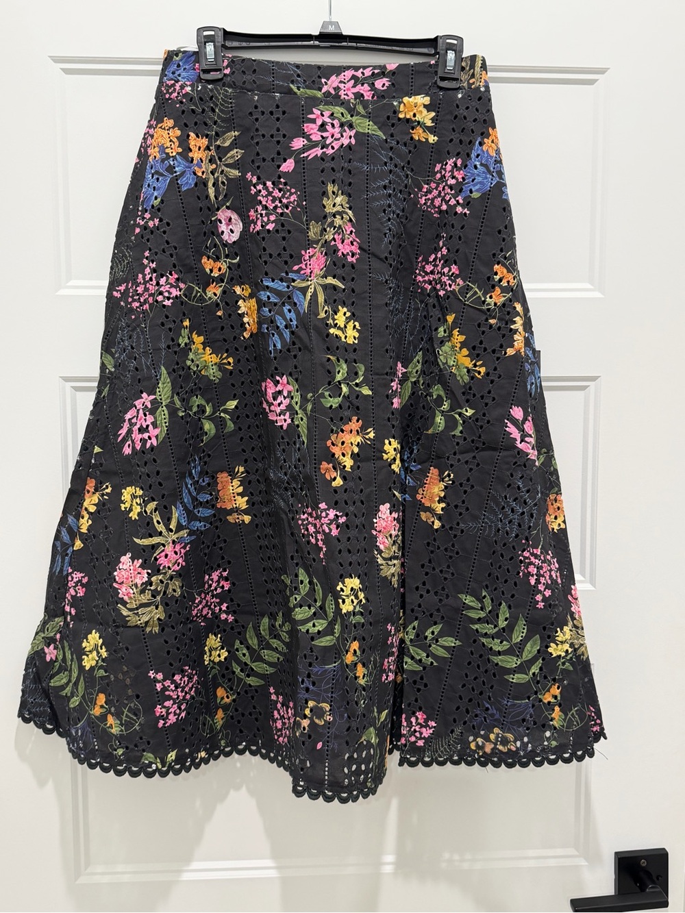 Floral Lace Midi Skirt in Black - Picture 6 of 10